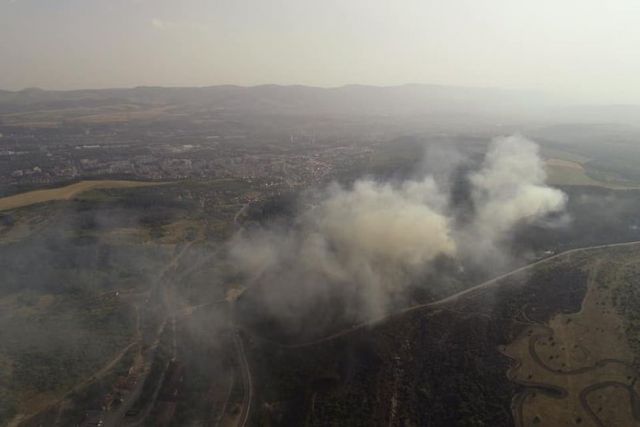 Около 1000 декара храсти, треви и гора е обхванал пожарът в Перник